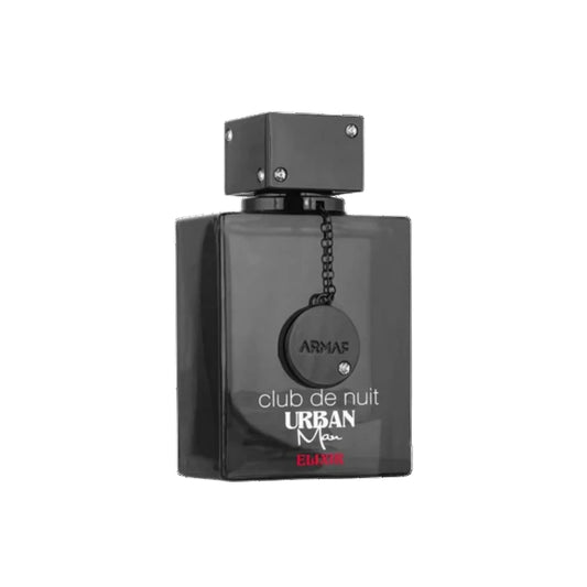 Black perfume bottle labeled 'Urban Men Club de Nuit' by Armaf on a white background